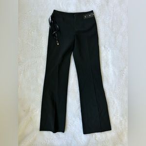 Vintage Confort Absolu Paris Black Pants with Leather Trim